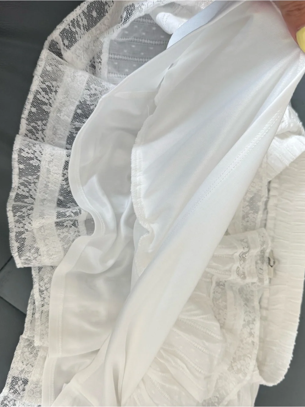 Francesca's Collections White Lace Tiered Mini Skirt